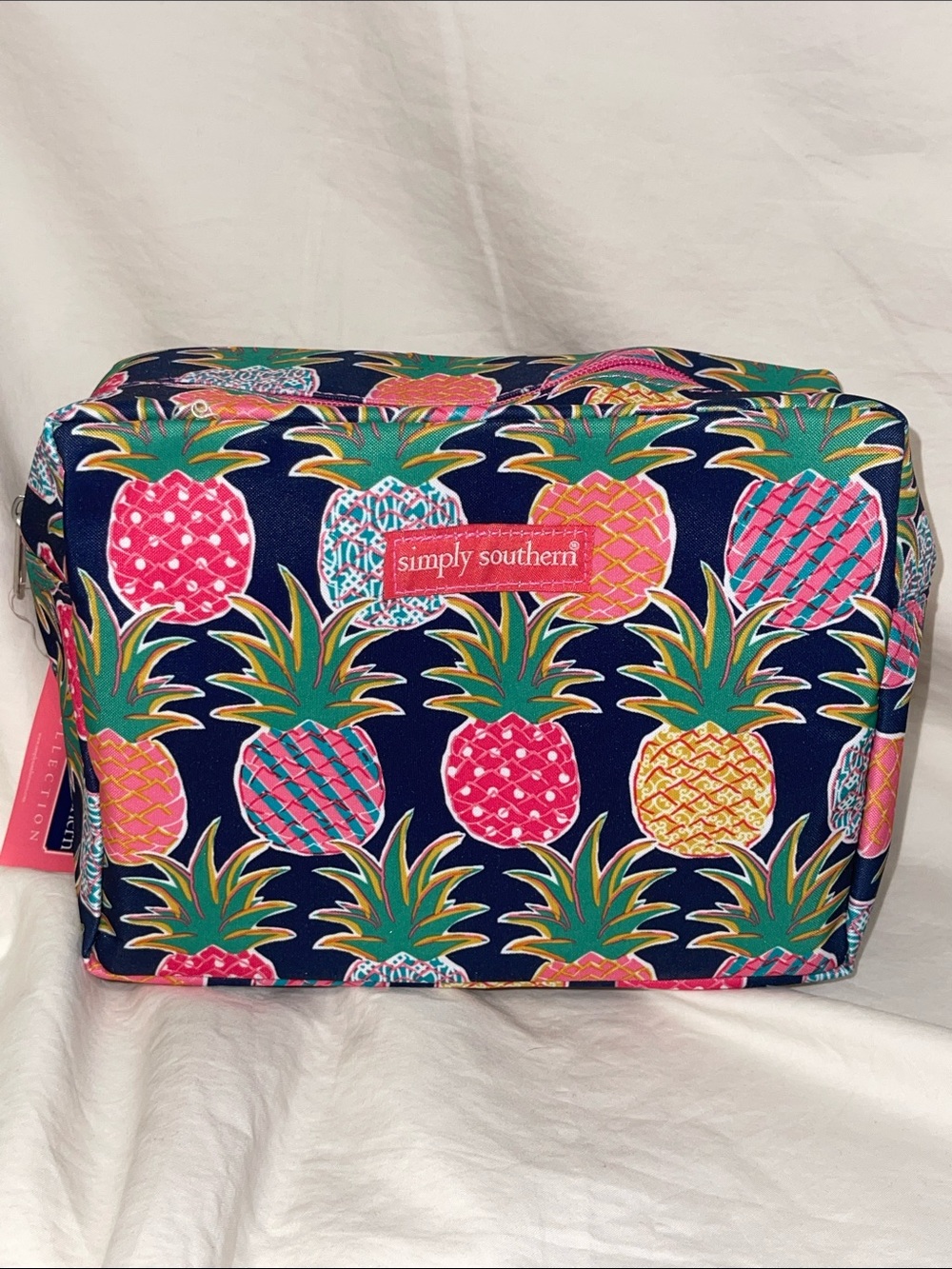 Simply Southern Navy Pineapple Print Cosmetic Case - Pink, Green & Yellow